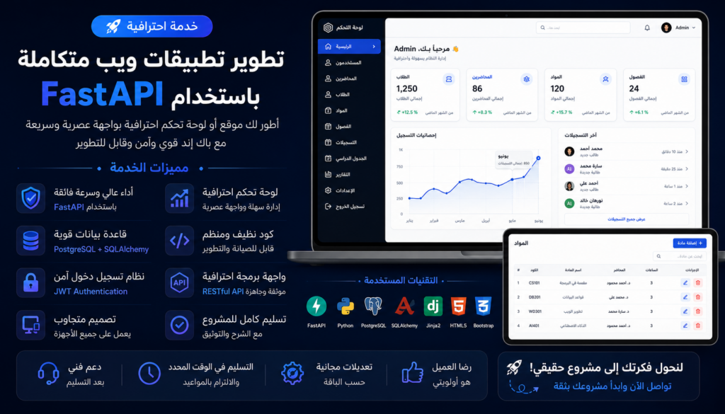 تعديل اي مشروع باك اند باستخدام Python.FastApi وتعديل قواعد البيانات والAPI - portfolio - 0