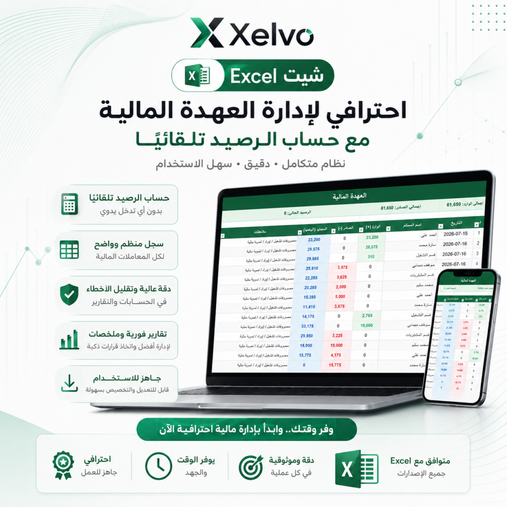 📊 شيت Excel احترافي لإدارة العهدة المالية - portfolio - 0