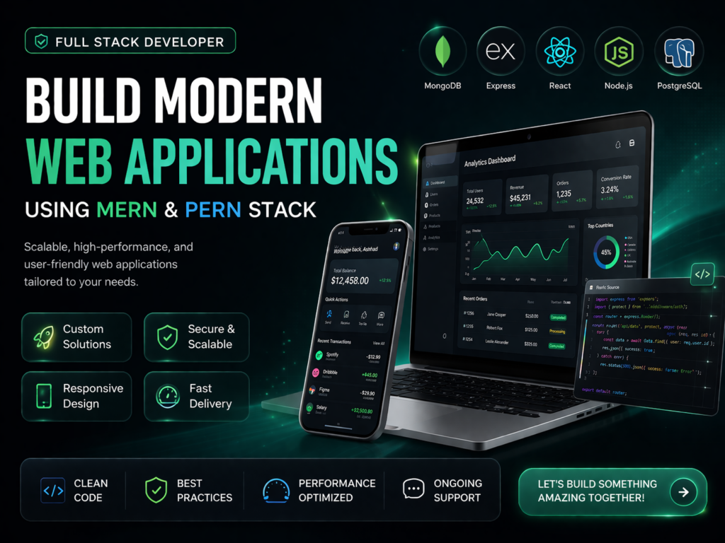 I will develop a full stack web application using MERN, PERN, or modern JavaScript technologies - portfolio - 0