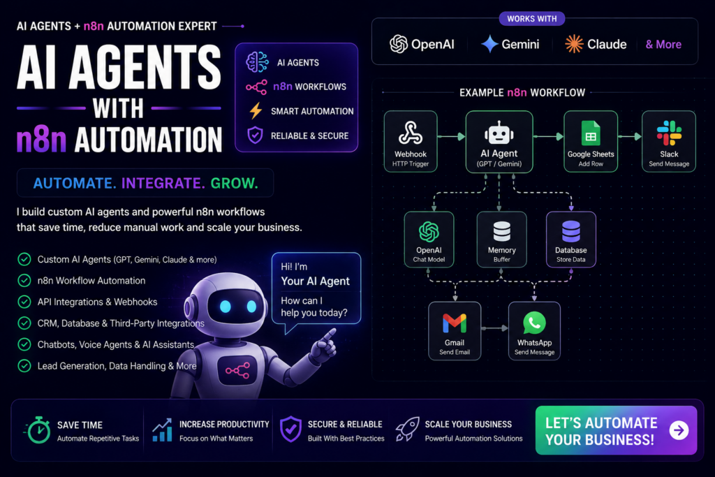 Je vais créer des agents IA personnalisés et une automatisation des flux de travail n8n pour votre entreprise - portfolio - 1