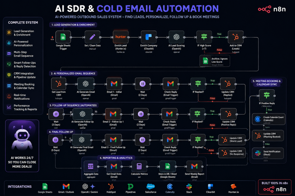 Je vais développer des systèmes de SDR par IA, d’automatisation des emails à froid, de génération de prospects et de systèmes de suivi - portfolio - 0