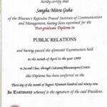Public Relations Diploma Certificate