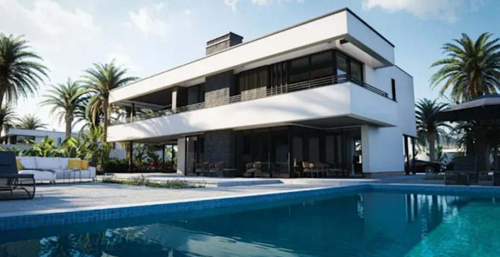 I will design a 3d modern villa exterior, luxury balcony decor, tropical pool patio, car park, in 5 days - portfolio - 0