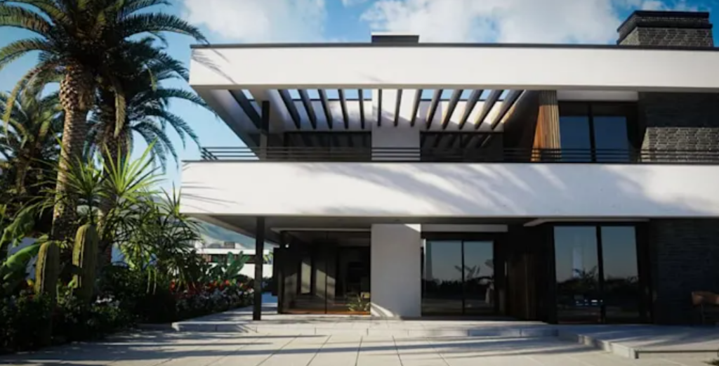 I will design a 3d modern villa exterior, luxury balcony decor, tropical pool patio, car park, in 5 days - portfolio - 1