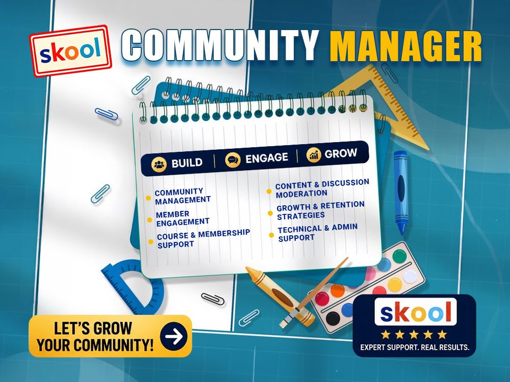 Vous obtiendrez Skool Community Management | Articles, cours, Engagement et croissance organique - portfolio - 0