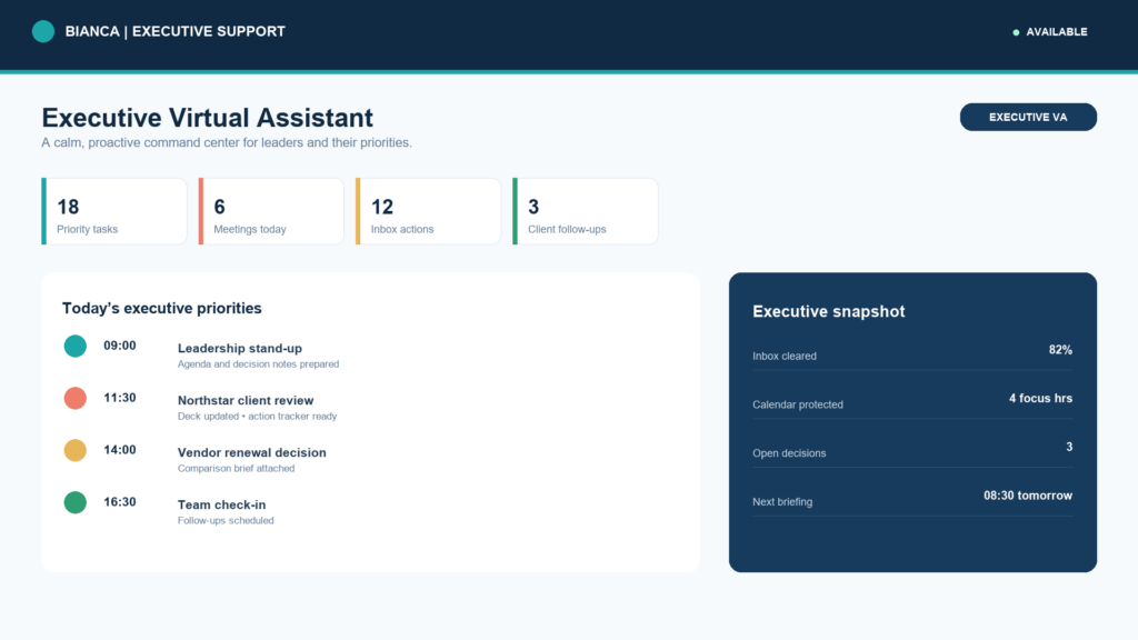 Assistant exécutif et gestion de la boîte de réception - portfolio - 0
