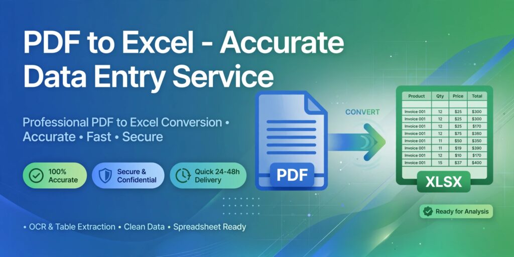 I will do accurate PDF to Excel data entry and typing - portfolio - 0
