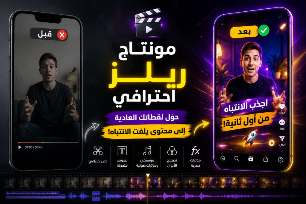 هحوّل الفيديوهات الخام بتاعتك إلى ريلز احترافي وجذاب مناسب لـ Instagram وTikTok وFacebook وYouTube Shorts