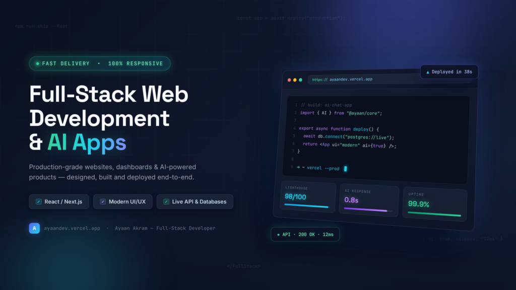 I will develop modern full-stack websites and AI-powered web applications - portfolio - 0