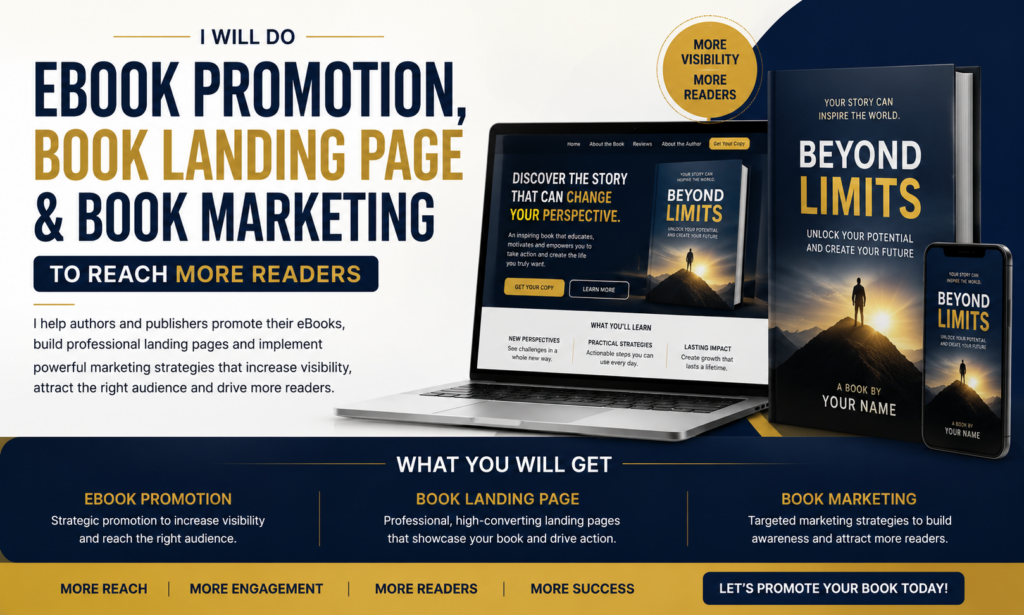I will do ebook promotion, book landing page and book marketing to reach more readers