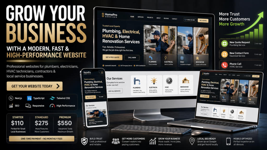 Je vais créer un site web moderne et professionnel pour votre entreprise de services à domicile