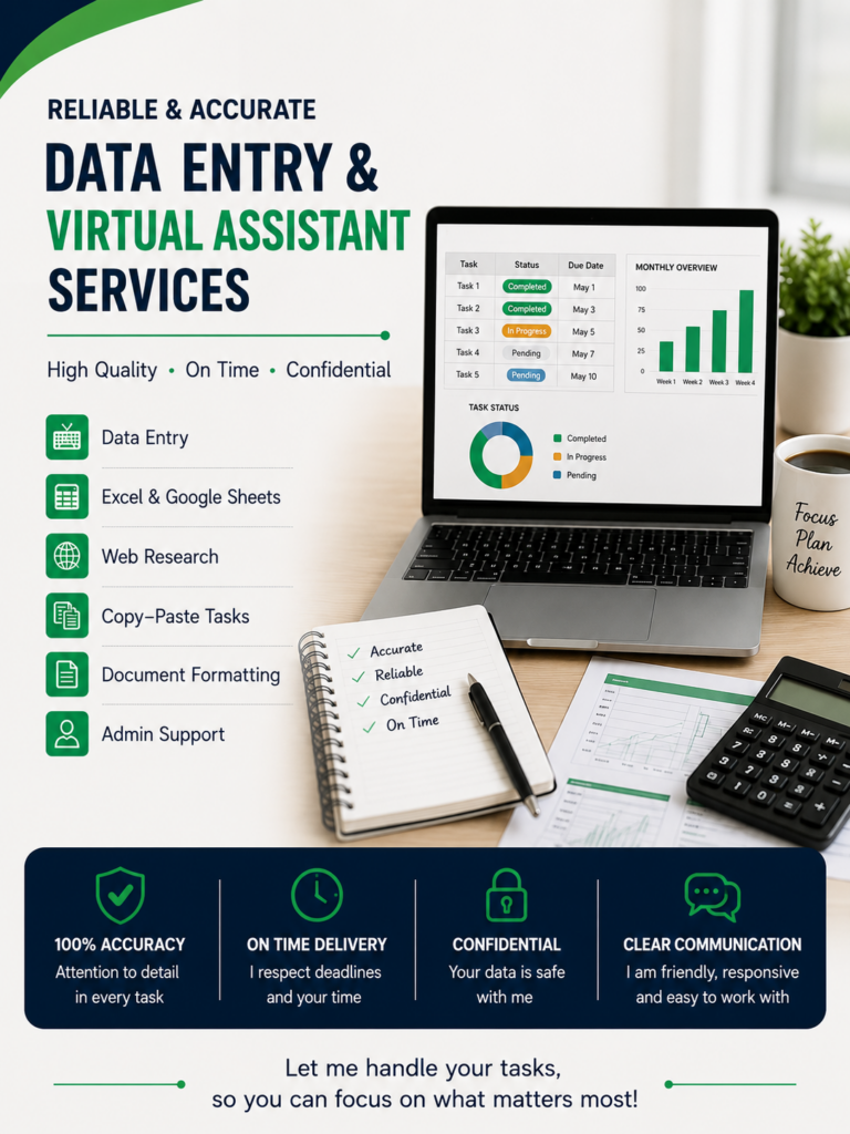 I will provide accurate data entry and virtual assistant services - portfolio - 0