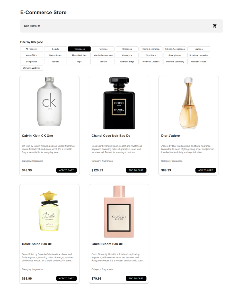 E-Commerce Store Website Using React - portfolio - 1