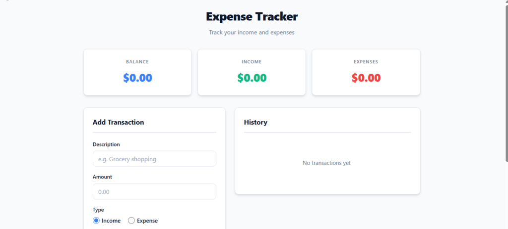 Je vais créer une application web responsive Expense Tracker - portfolio - 0
