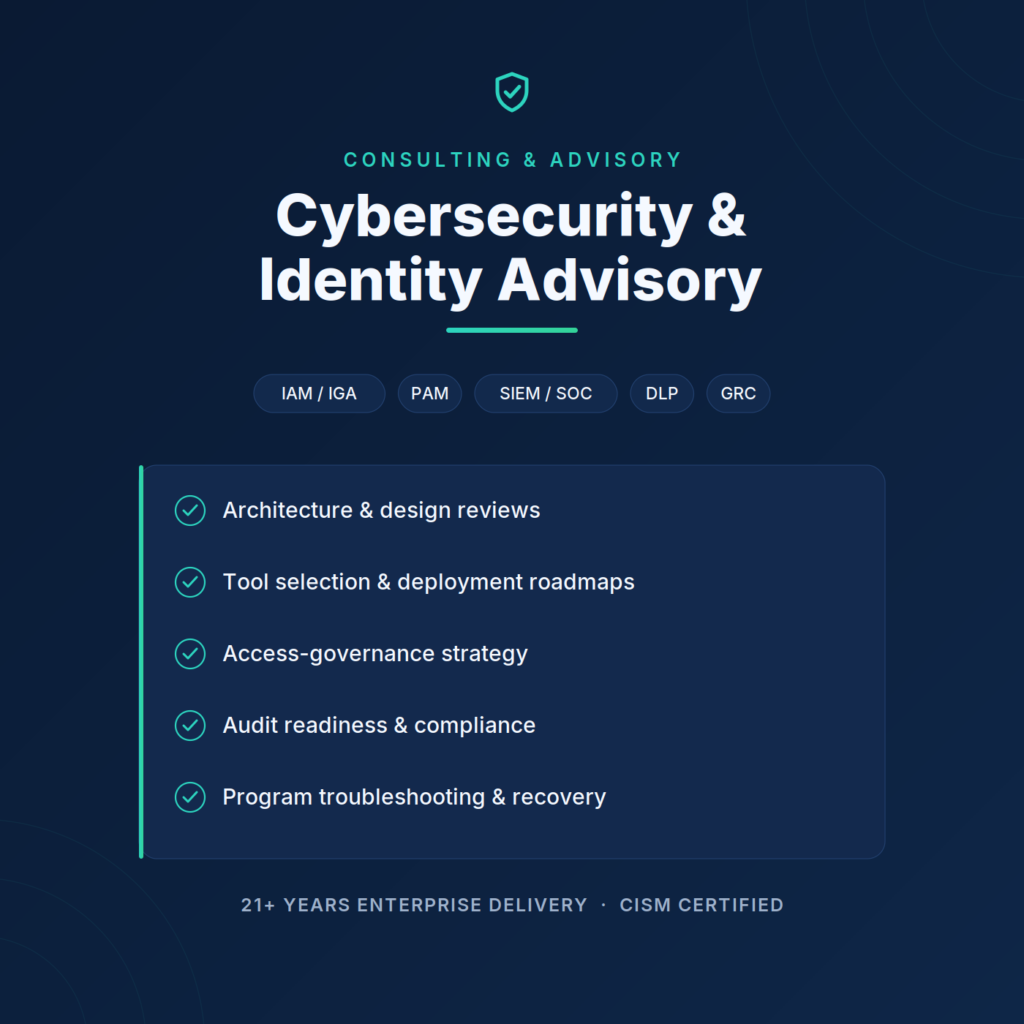 الأمن السيبراني والهوية (IAM/IGA/PAM) للاستشارات والإرشاد - portfolio - 0