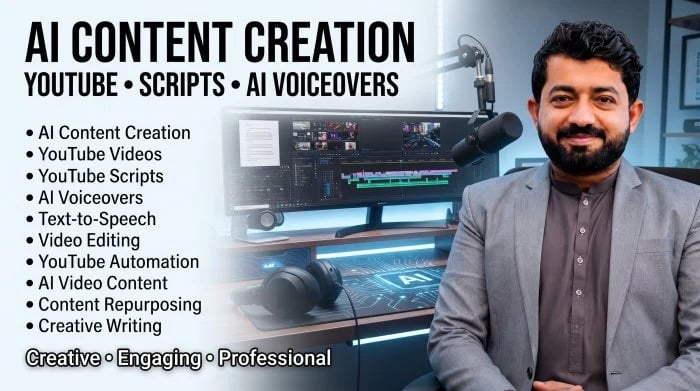 I Will Create AI Content, YouTube Videos, Scripts & AI Voiceovers