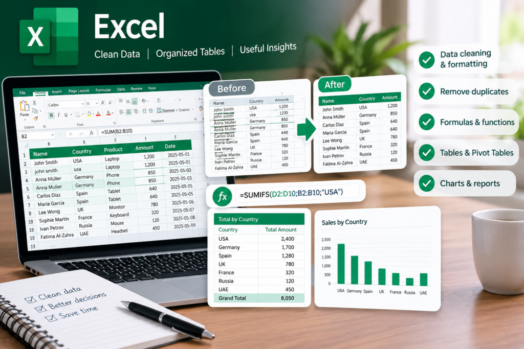 Analyse de données Excel et gestion des feuilles de calcul