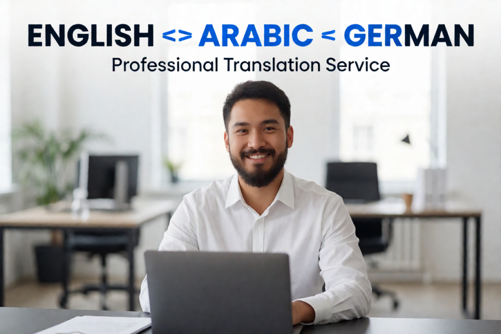 Je traduirai votre texte entre l’anglais, l’arabe et l’allemand