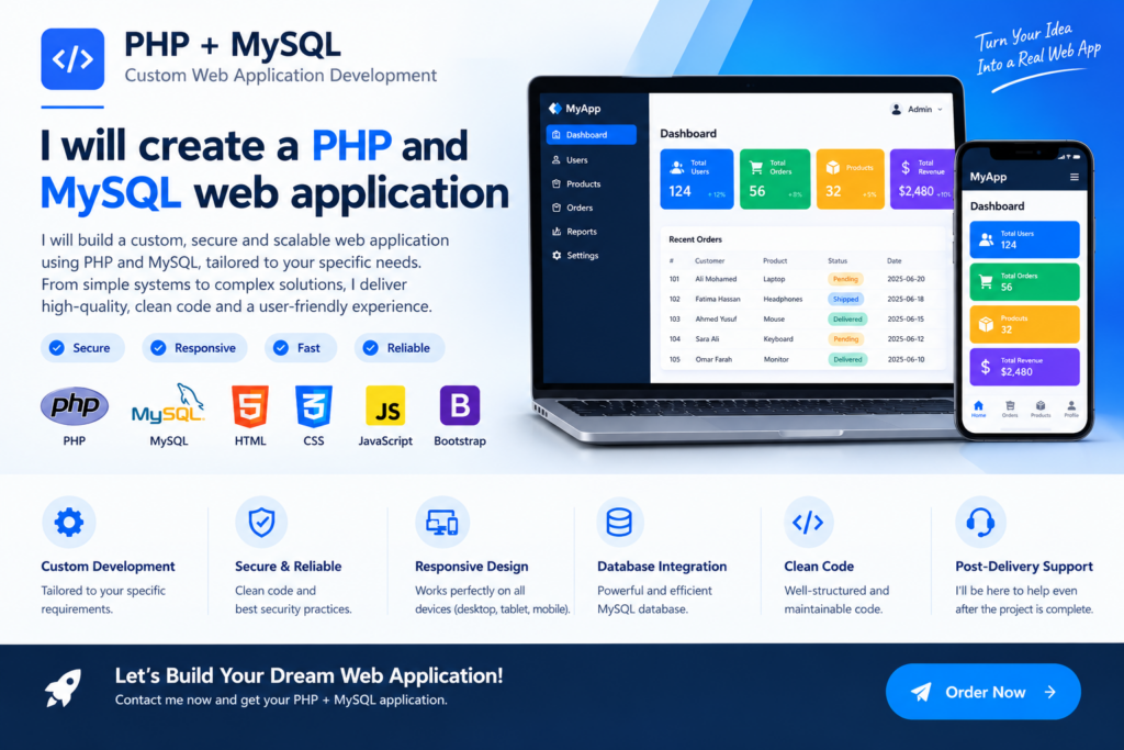 I will create a PHP and MySQL web application