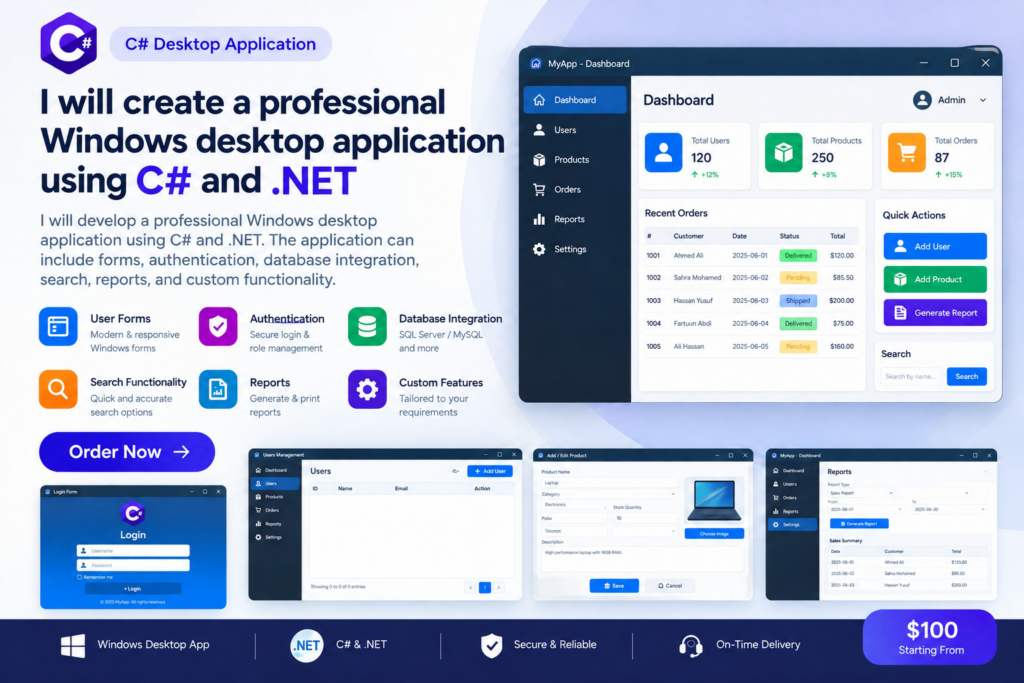 I will create a C# Windows desktop application