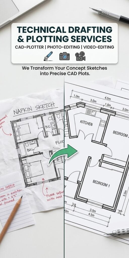 I will convert your sketches or PDFs into precise AutoCAD 2D drafts