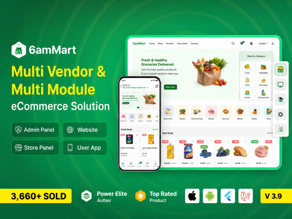Alimentation multi-vendeurs, épicerie, application e-commerce