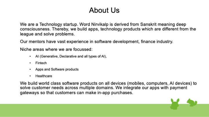 Nirvikalp AI Systems Pvt Ltd - portfolio - 0