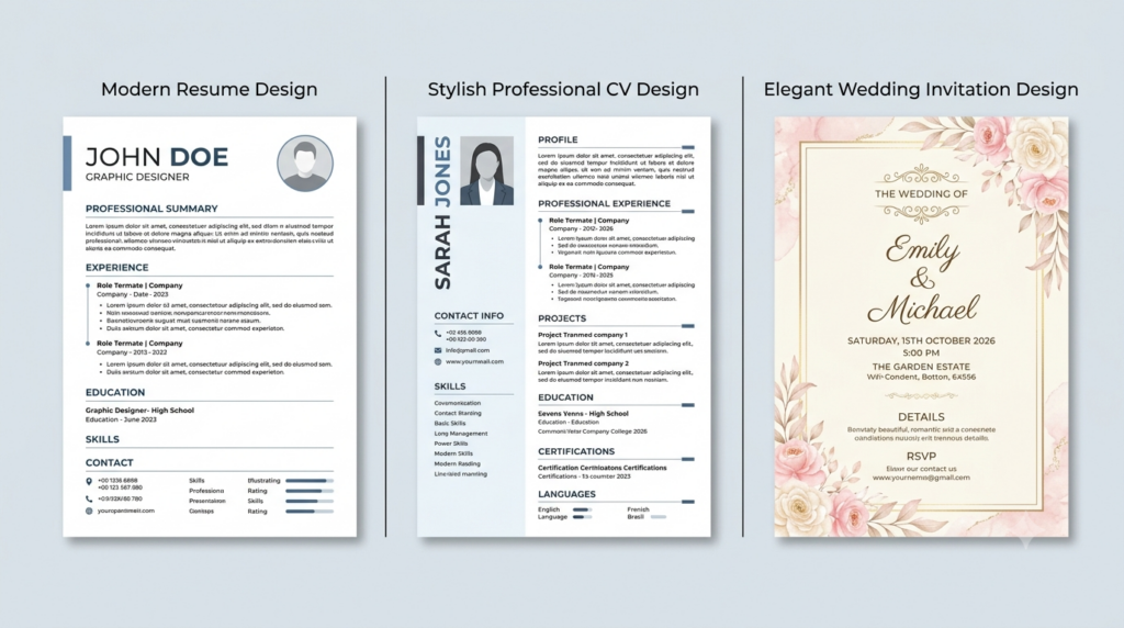 video editing , thumbnail , CV , All Type of Invitation Cards - portfolio - 1