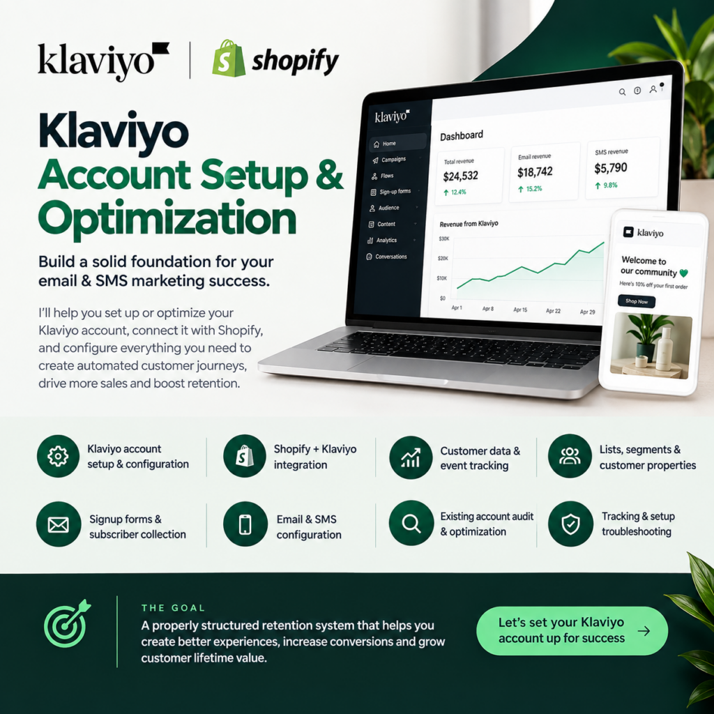 Configuration et optimisation de comptes Klaviyo pour les marques Shopify
