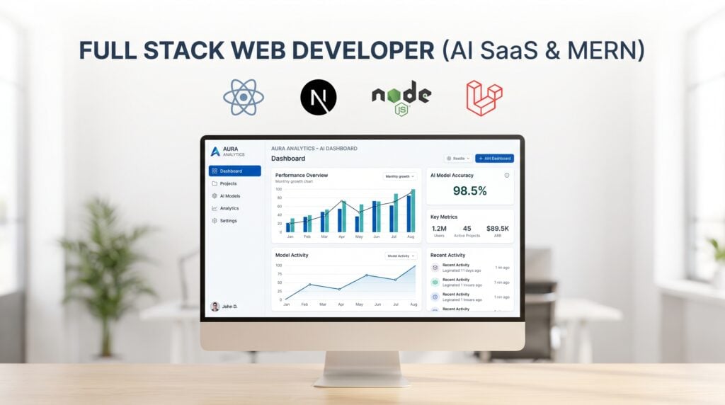 I will do full stack web development, react js, next js, laravel app