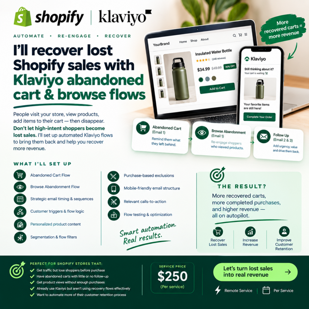 سأستعيد مبيعات Shopify المفقودة باستخدام كرت Klaviyo المهجور وتدفقات التصفح