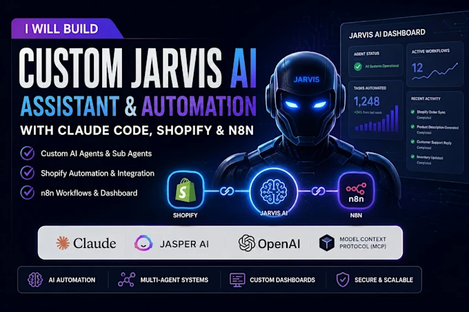 Je vais créer un assistant IA Jarvis personnalisé, automatiser Shopify, configurer Claude Code et des agents n8n
