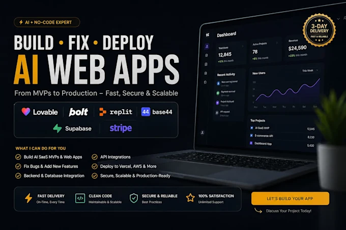I will convert your lovable bolt v0 base44 replit into full stack saas mvp - portfolio - 1