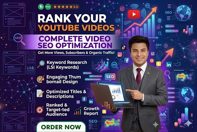 I will do complete YouTube video SEO optimization to rank your videos