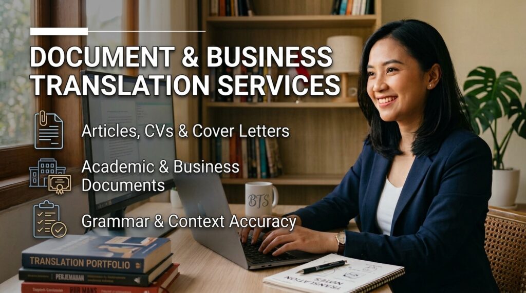 Professional translation between Indonesian and English while maintaining the original meaning, context, and tone. - portfolio - 2