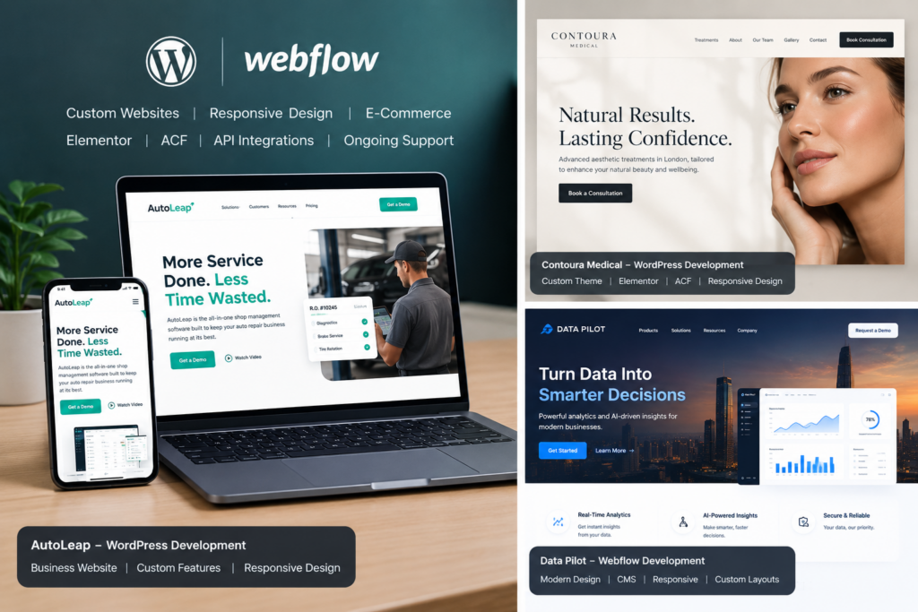 Développement de sites WordPress et Webflow