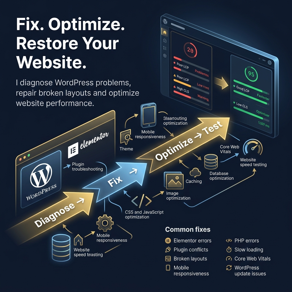 Je réparerai vos bugs WordPress, corrigerai Elementor et optimiserai la vitesse de votre site - portfolio - 1