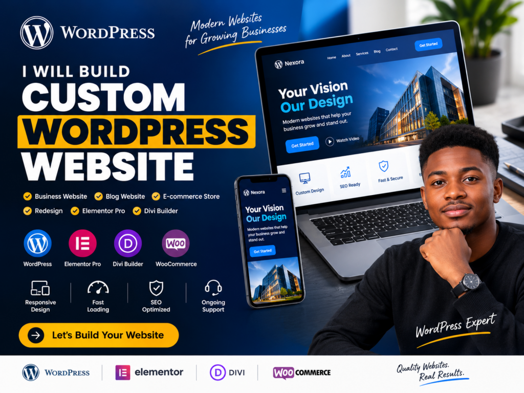 I will build custom wordpress website, business website or blog using elementor pro - portfolio - 1