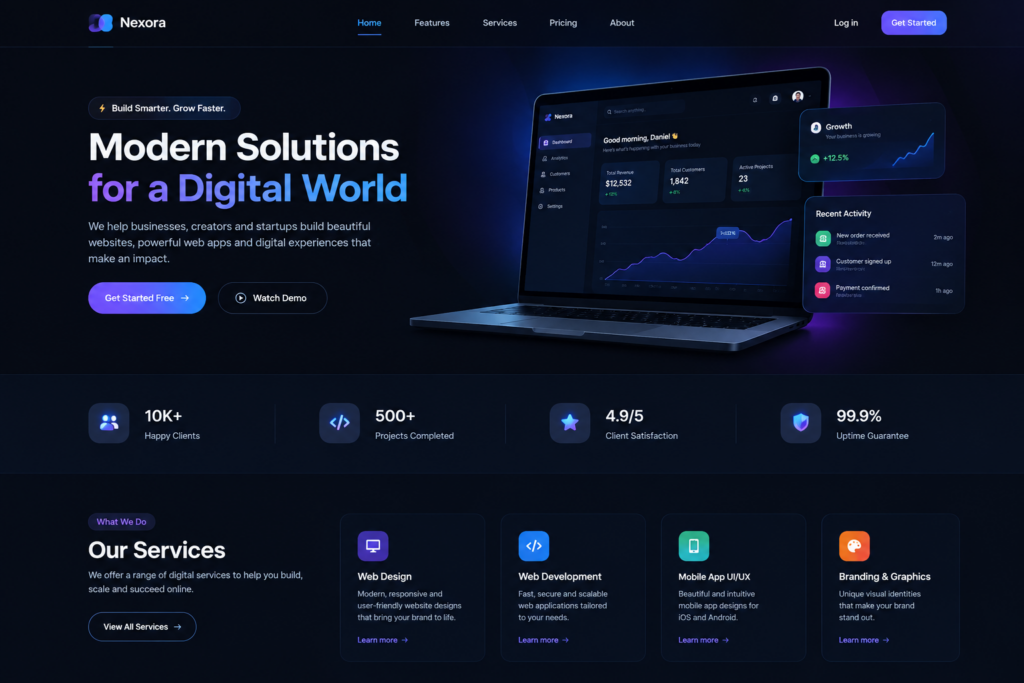 I will design a modern, responsive website UI for your business