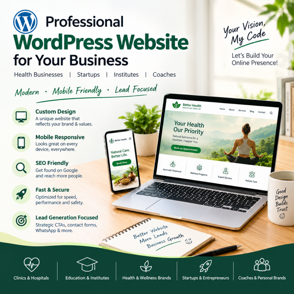 Je vais créer un site WordPress moderne pour les marques de santé, les coachs et les instituts