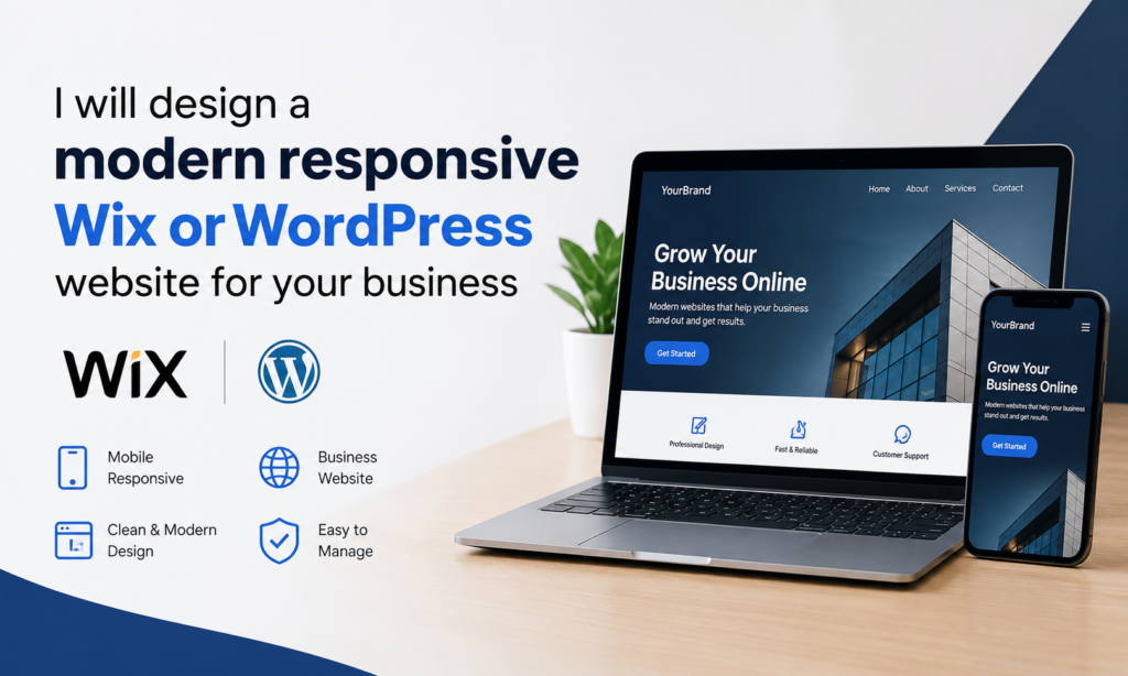 Je vais concevoir un site web moderne et responsive sur Wix ou WordPress pour votre entreprise