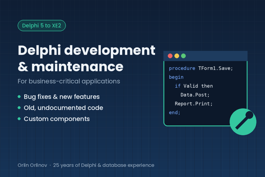 سأطوّر تطبيق Delphi الخاص بك وأصلحه وأحافظ عليه