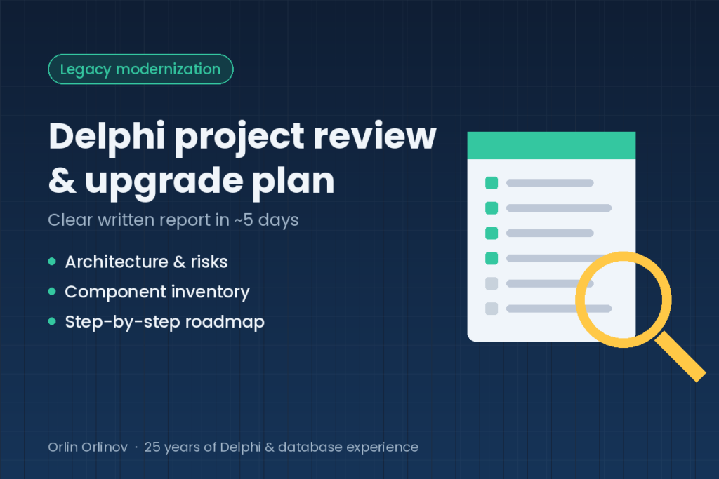 سأراجع مشروع Delphi القديم الخاص بك وأنشئ خطة لترقيته