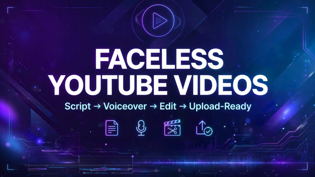 Vidéo YouTube sans visage avec script, voix off et montage
