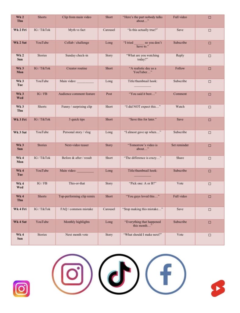 I will create a professinal 30 day Social Media Content Calendar - portfolio - 1