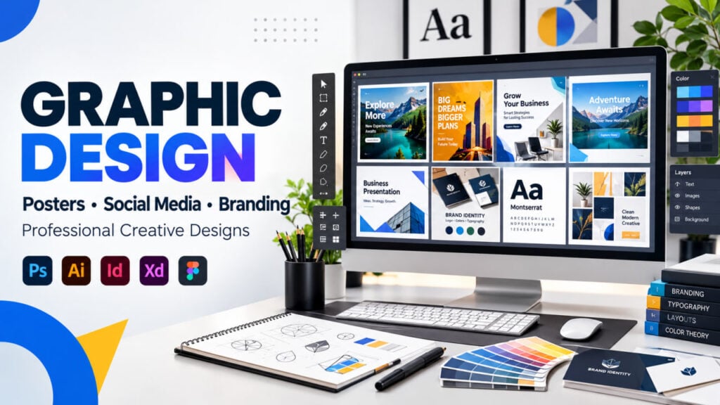 Graphic Design Title: I will create professional social media graphics, posters, and digital designs