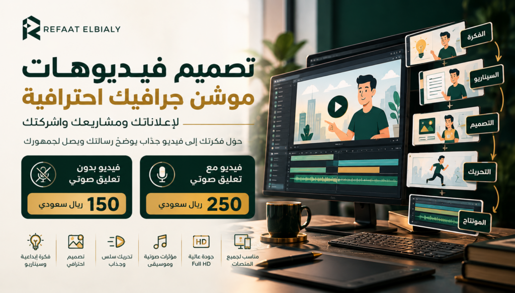 تصميم وإنتاج فيديو موشن جرافيك احترافي للتسويق والإعلانات