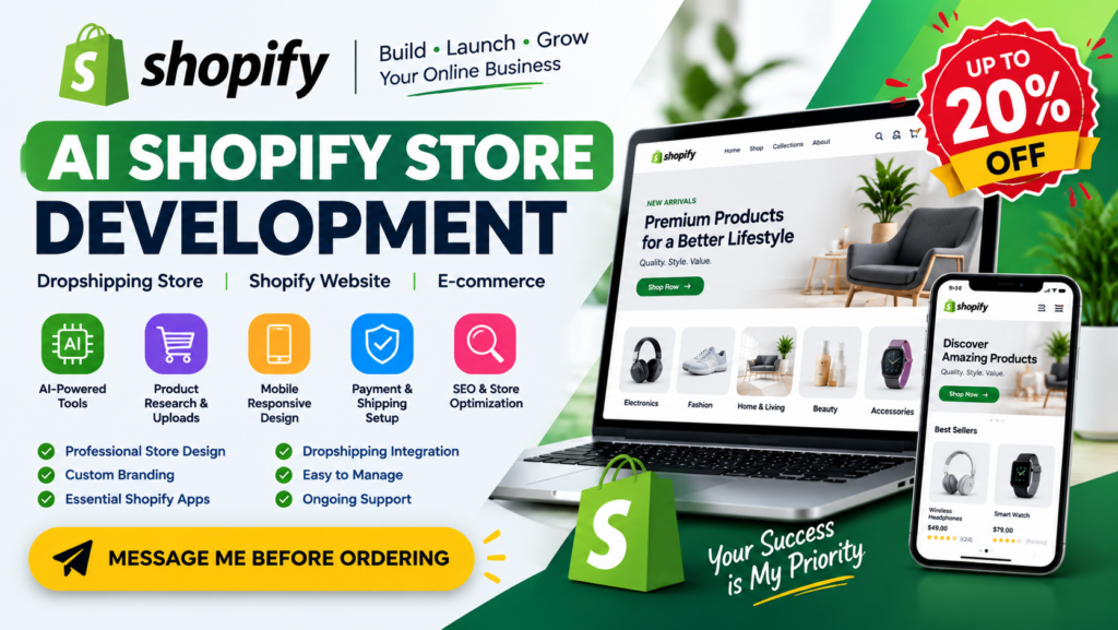 Je vais créer une boutique Shopify rentable avec l’IA, une boutique de dropshipping ou un site Shopify - portfolio - 2